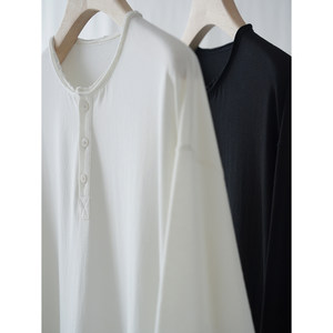 Ma·Fu Uses High-Quality Fabrics Imported from Japan, Loose-Fitting Hem Design, Henry Collar T-Shirt