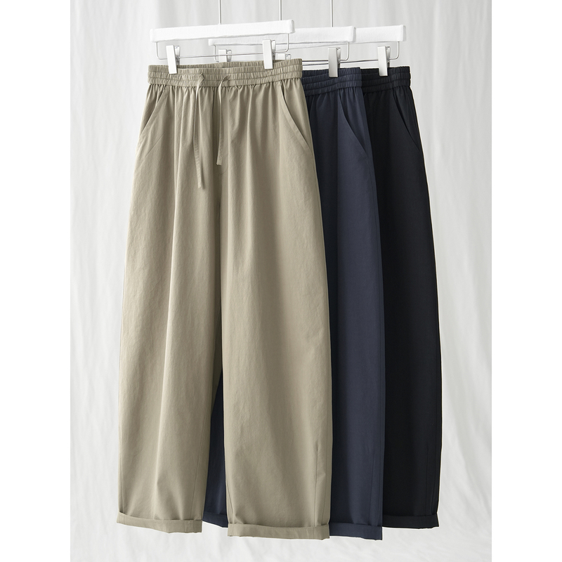 Ma·Fu Long-Staple Cotton Pure Linen Yarn Blend Trousers, Cool and Soft Drapey Casual Pants for Summer