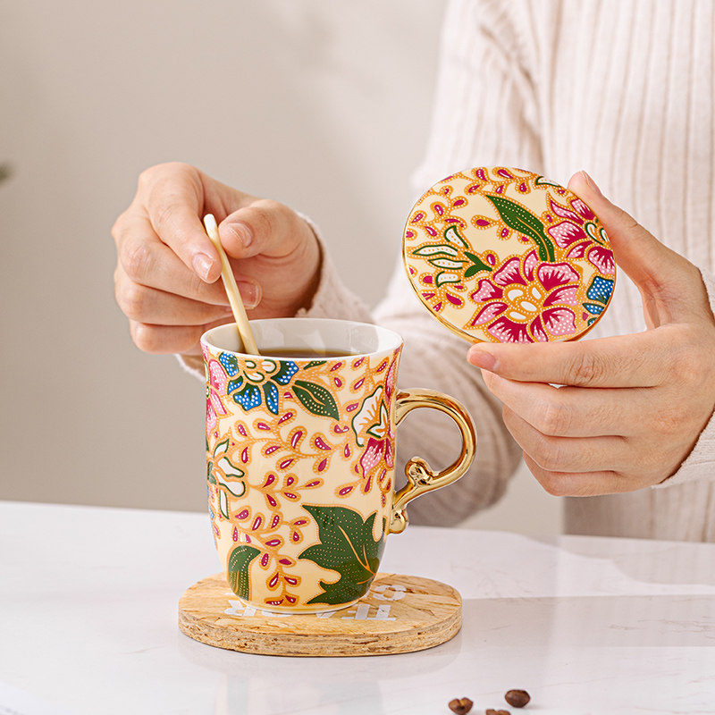 Luzerne Land Rise Ceramic Sketching Malay Mark Cup Big Number Coffee Cup Brief with iron ceramic cup