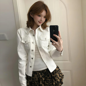 Early Autumn White Workwear Short Jacket for Women, High-End Casual Jacket and Short Skirt Outfit for Petite Figures