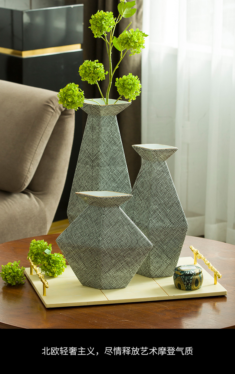 I geometry creative contracted ceramic vase furnishing articles sitting room arranging flowers, dried flowers, table household soft adornment