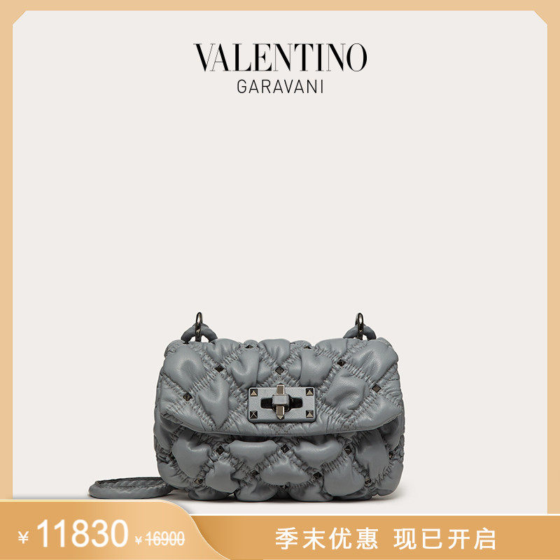 (End of season offer) VALENTINO VALENTINO ladies SpikeMe trumpet lamb leather shoulder pack