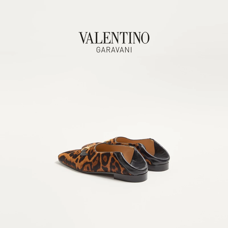 [Подарок] Мужские лоферы VALENTINO BABOUCHE леопардовый принт из коровьей кожи