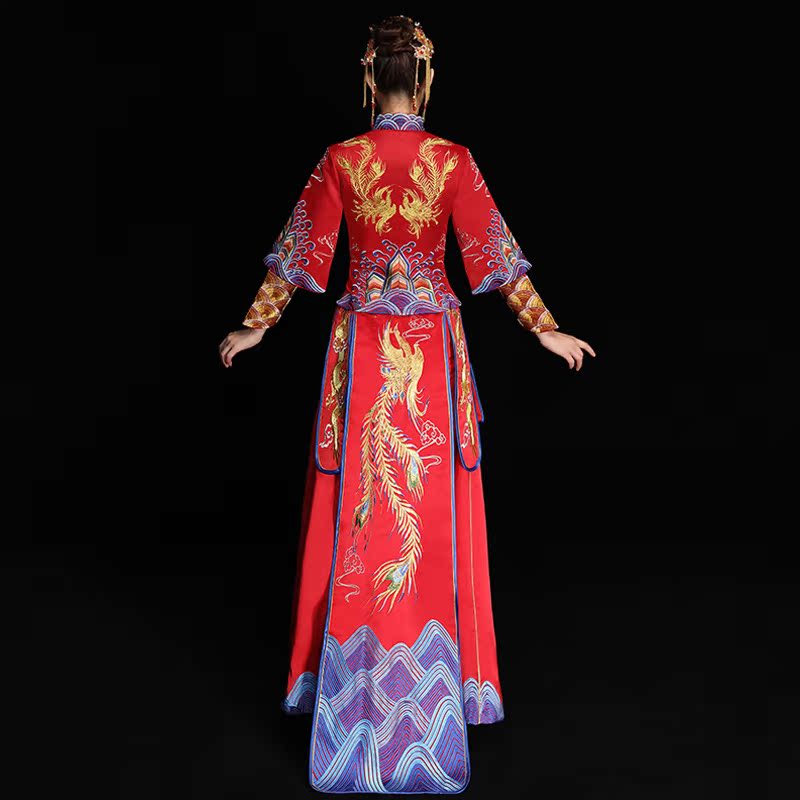 Rental Xiuhe Grandpaner Groom and Bride 2021 New Dragon Tail China Wind Large Blue Couple Show Rental Xiuhe Grandpaner Groom and Bride 2021 New Dragon Tail China Wind Large Blue Couple Show