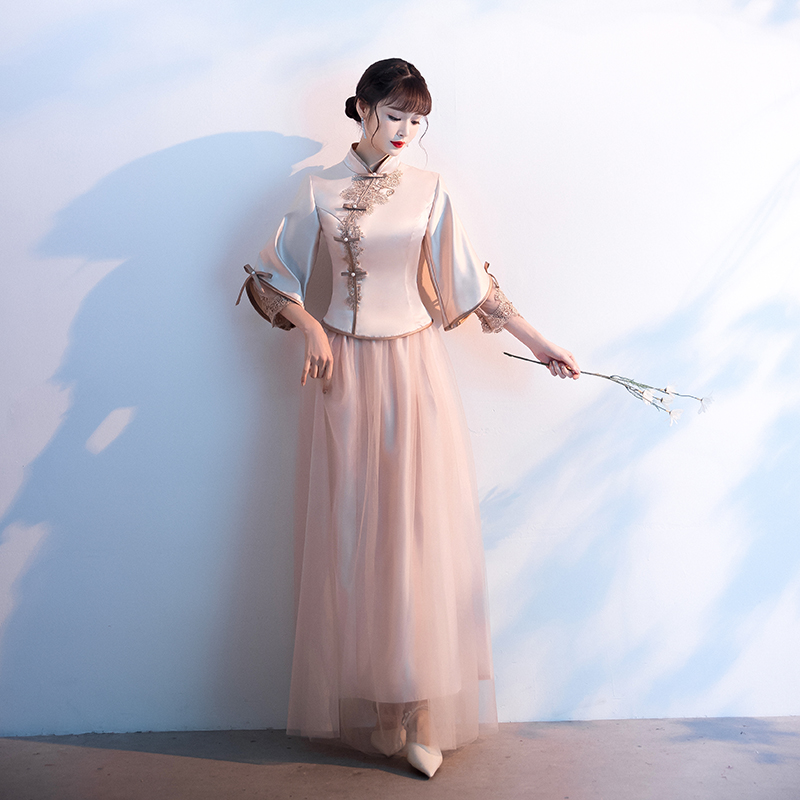  S+Khaki colored bridesmaid dress, Chinese style   + $2.68 