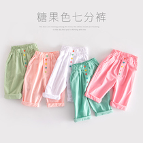 Girls pants thin summer 2021 new foreign style girls three-point pants in large childrens pants childrens summer shorts