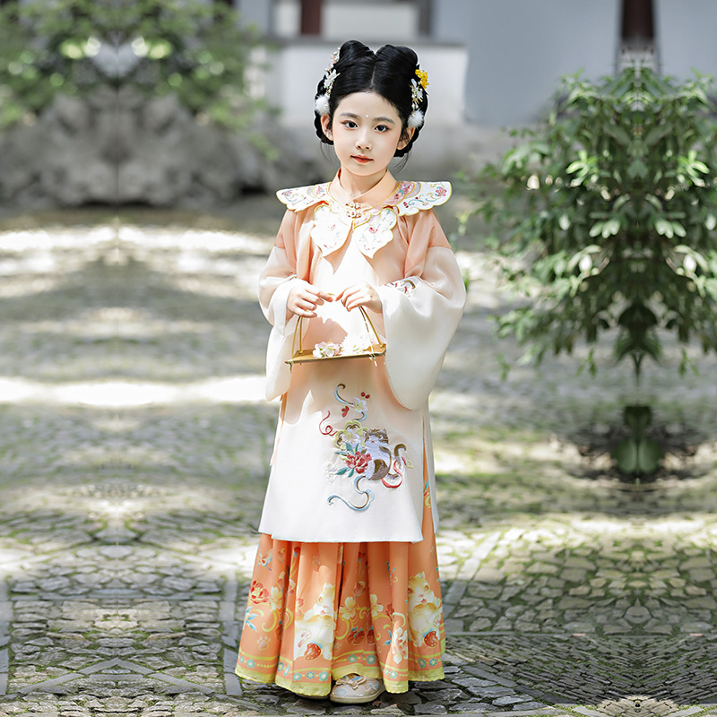 Ming Dynasty-Style Hanfu for Girls, Autumn 2023 New Style, Ancient Style, Super Fairy-Like Children's Costume, Chinese Style Ming Dynasty-Style Jacket and Skirt Dress