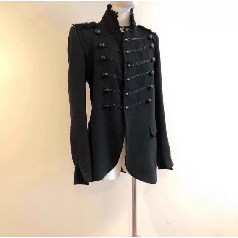 Ifsixwasnine Napoleon Thin Wool Tencel Shoulder Pad Suit/Visual Dark Avant-Garde/Distressed Spring and Summer