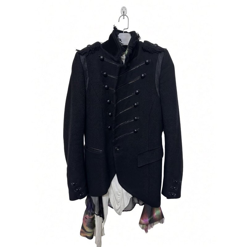 Ifsixwasnine Napoleon Thin Wool Tencel Shoulder Pad Suit/Visual Dark Avant-Garde/Distressed Spring and Summer