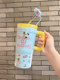 High-Looking, Large-Capacity, Cute Mug with Lid and Straw, Student Home Drinking Cup, Birthday Gift for Girls