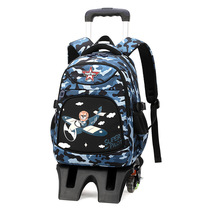 New Pint Elementary School Students School Bag 1-2 Grade 12 Boy Aircraft Tank Small Number Children Climbing Stairs Drawbar School Bag