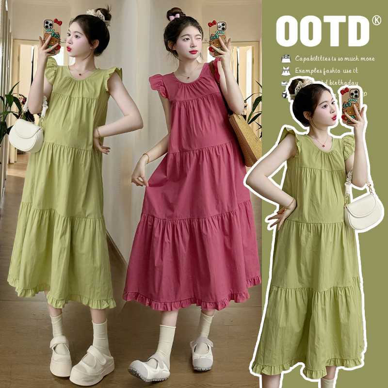 Maternity Wear Summer Dress 2026 New Summer Maternity Fashion Suit Stylish and Fashionable Loose Mid-Length Dress