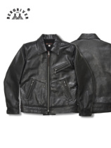 BERG RIVER produces fully vegetable tanned multi-fat tea core horsehide straight pull lapel mounted police leather short sports jacket