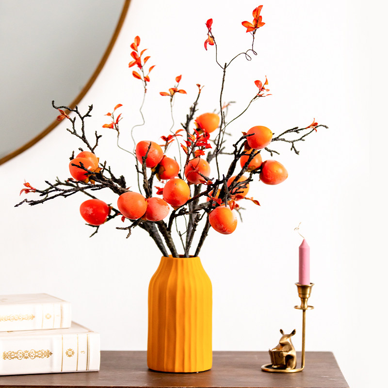 Emulated flower small persimmon fruit home furnishing living-room table flower bouquet decoration vase pendulum pieces of persimmon persimmon