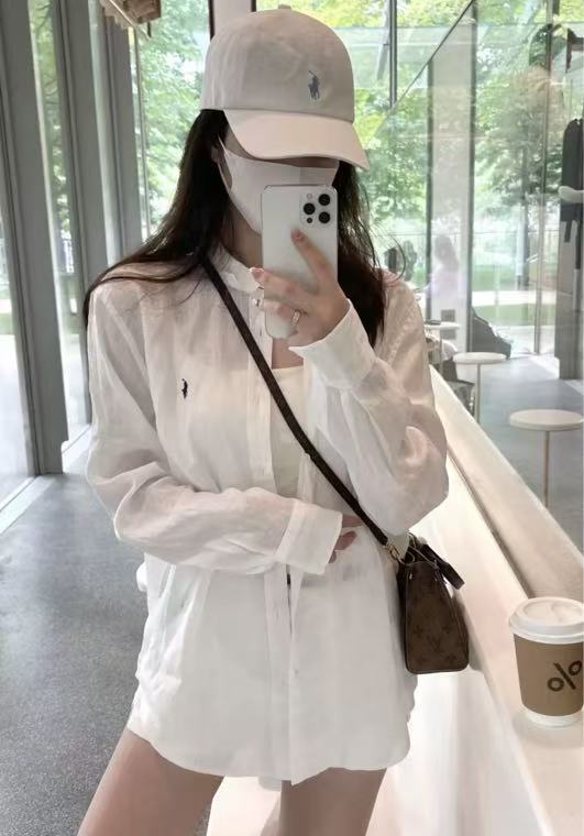 Ralph Lauren Classic Old Money Style Women's Linen Shirt Jacket Long-Sleeved Sun Protection Shirt Ralph Lauren Classic Old Money Style Women's Linen Shirt Jacket Long-Sleeved Sun Protection Shirt