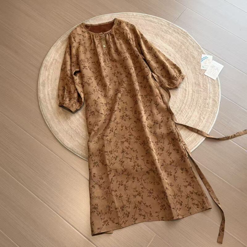 Xing Kangli Selection: Four-Thread Twisted Silk Xiangyun Yarn 100% Mulberry Silk Plum Blossom Butterfly Pattern Dress 261208