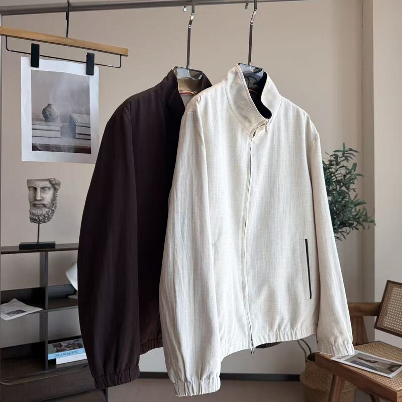 Xing Kangli Selection Italian Light Luxury Old Money Style Linen Tencel Zipper Men's Jacket 261097