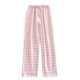 ພາກຮຽນ spring ແລະດູໃບໄມ້ລົ່ນ plaid plush fabric pajamas ສໍາລັບແມ່ຍິງ, ຝ້າຍບໍລິສຸດ, ຊື່, ວ່າງ, ຂະຫນາດໃຫຍ່, ສາມາດໃສ່ນອກ, ກາງເກງໃນເຮືອນ, ໂສ້ງຂາຍາວ.