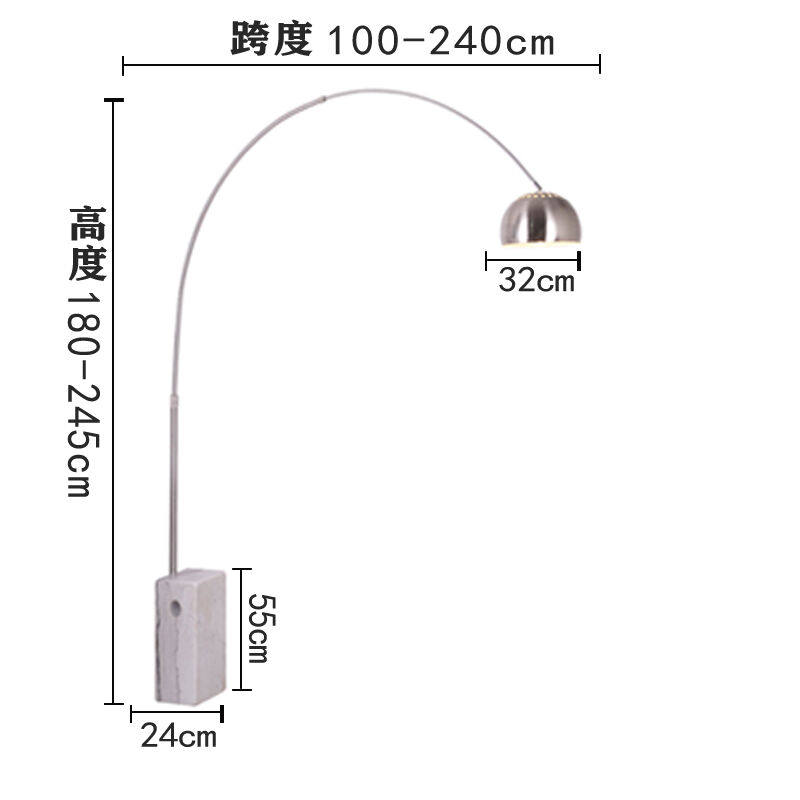 Marble Fishing Light Floor Lamp Designer Italian Living Room Prototype Board Room Parabola Creative Decorative Lamp Square Tube