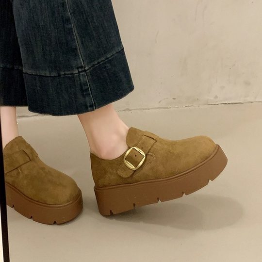 Thick-Soled Fleece-Lined Birkenstock Shoes for Women 2025 New Winter Slip-On Loafers Thickened Warm Cotton Shoes Snow Boots