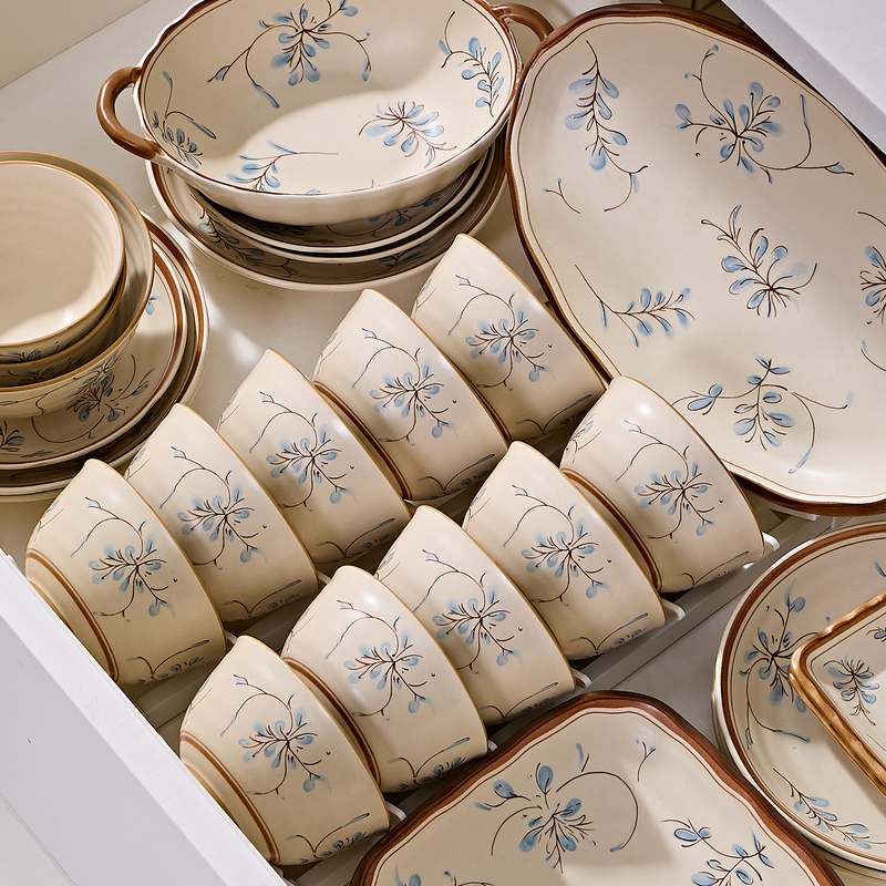Underglaze Color Bowl and Plate Set for Home Use, 2026 New Vintage Style Tableware Set, Housewarming Bowl and Plate Set Underglaze Color Bowl and Plate Set for Home Use, 2026 New Vintage Style Tableware Set, Housewarming Bowl and Plate Set