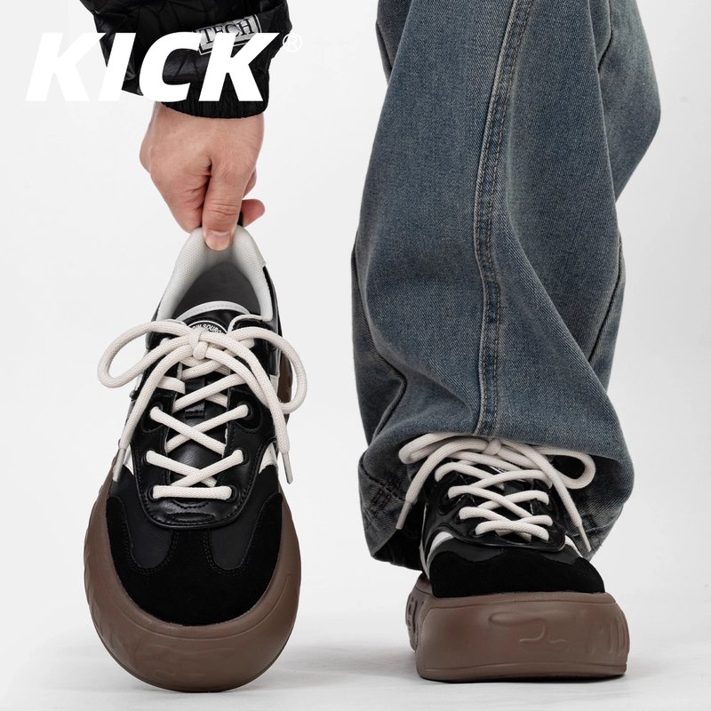 Kick Tan Jianci Same Style German Training Music Note Shoes Men's Niche American Retro Thick-Soled Height-Increasing Casual Big-Toe Loafers
