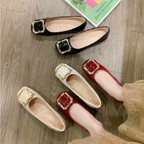 (Beef tendon soft bottom) Joker single shoes womens 2021 New comfortable Joker flat summer bean womens shoes small leather shoes