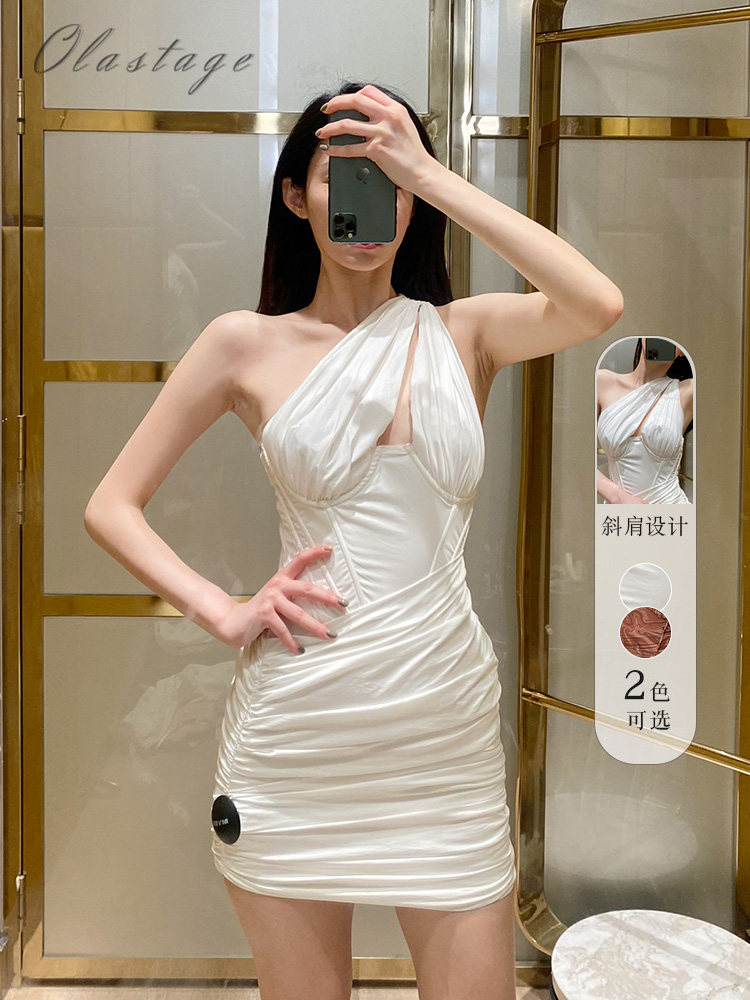 OLASTAGE Australian niche designer house of cb smudged slanted shoulder bag dress