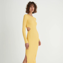 OLASTAGE Australian designer brand hansengretel New pint of mango yellow knit Waist one-piece dress