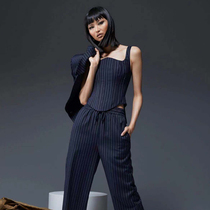 OLASTAGE Australian designer brand MOSSMAN New Temperament Striped Vest Long Pants Suit Summer