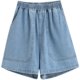 Plus size women's pants summer thin denim shorts fat girl looks slim loose casual wide leg pants covering crotch pants
