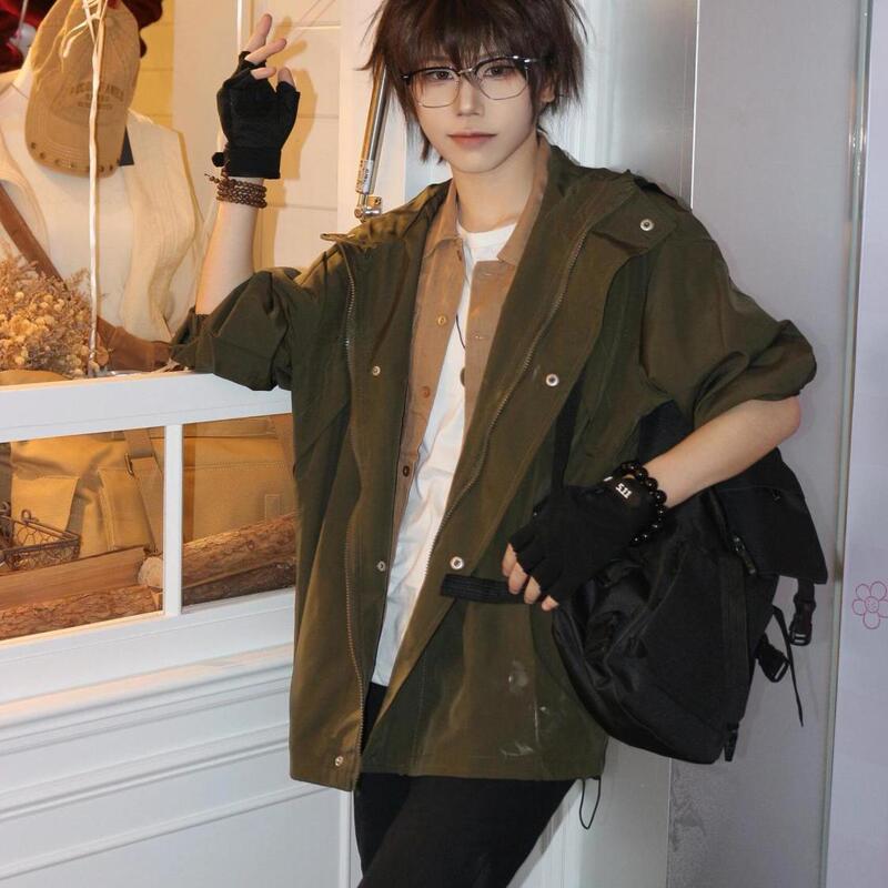 2025 Wu Xie San Ye Style Cosplay Jacket American Retro Workwear Casual Loose Zipper Top for Men