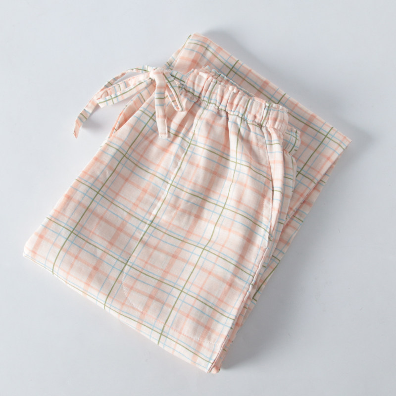 Finten Sleeping Pants Woman Summer Thin minimalist days Latkes Spring Autumn Pure Cotton Double Layer Gauze Home Pants Loose Full Cotton