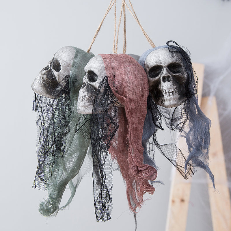 Hallowen Festival Horror Adornment Interior Shop Window Pendant skeletal pendant Skull Pendant Kindergarten Pendulum with Pumpkin Light Hanging Accessories