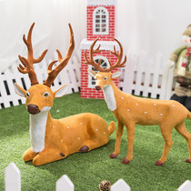 Christmas deer decorations simulation deer scene layout supplies ornaments creative elk pull carts props sika deer small