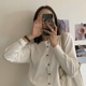 Đan áo nịt áo khoác mùa xuân của phụ nữ và mùa thu Hàn Quốc phiên bản loose-fitting chương trình bên ngoài mỏng mặc ins ròng đỏ gió lười biếng dài tay áo khoác