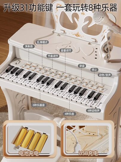 Немецкая детская игрушка-пианино, многофункциональная электронная клавиатура для начинающих с микрофоном, подарок на день рождения для девочек