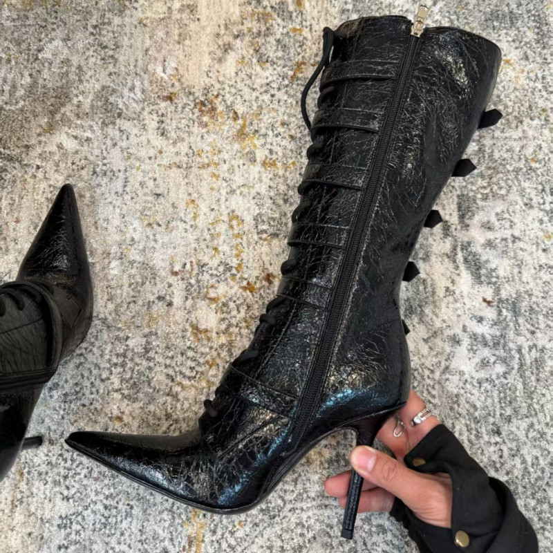 Qiaowena Christie 2026 New Pointed Toe Stiletto High-Heeled Boots for Women, Black High-End Fashion High Boots Qiaowena Christie 2026 New Pointed Toe Stiletto High-Heeled Boots for Women, Black High-End Fashion High Boots