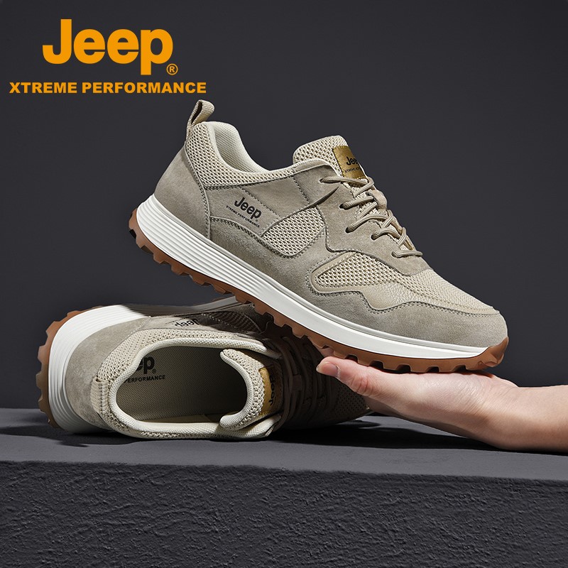 Jeep Jeep new outdoor running shoes men's spring and autumn mesh breathable hiking shoes wear-resistant non-slip casual sports shoes