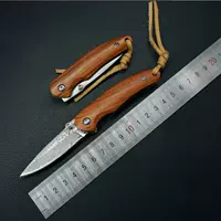 Dao ngoài trời tinh tế Dao gấp Damascus Dao gấp gỗ đàn hương Dao mini gấp trái cây - Công cụ Knift / công cụ đa mục đích kìm đa năng