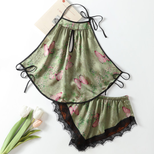 Xiangyunsha Traditional Style Bellyband Set for Women, Adult Sexy Mulberry Silk Backless Camisole, Silk Belly-Protecting Nightgown for Women