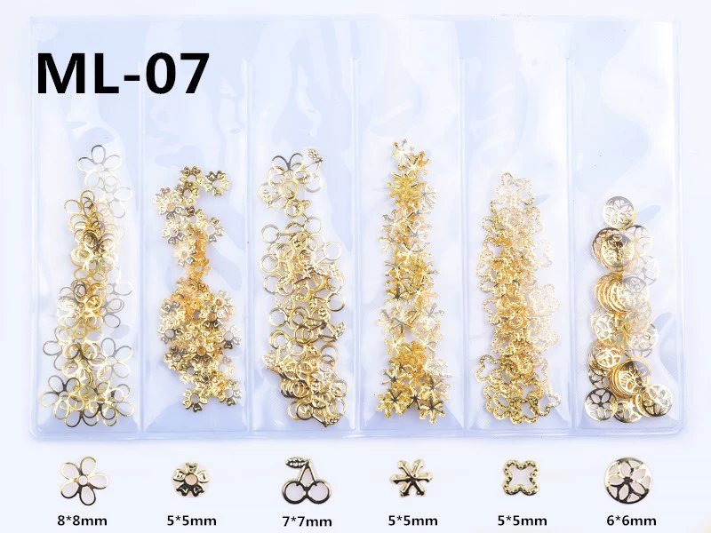 Phụ kiện nghệ thuật làm móng Nail Art Hollow Metal Patch Ocean Wind Diamond Alloy Feather Shell Star Moon Bag Gold and Silver Patch - Vòng đeo tay Cuff