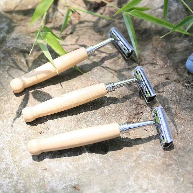 New Direct-Selling Portable Disposable Razor for Hotels and Guesthouses, Retro Wooden Handle for Shaving in Bath Centers