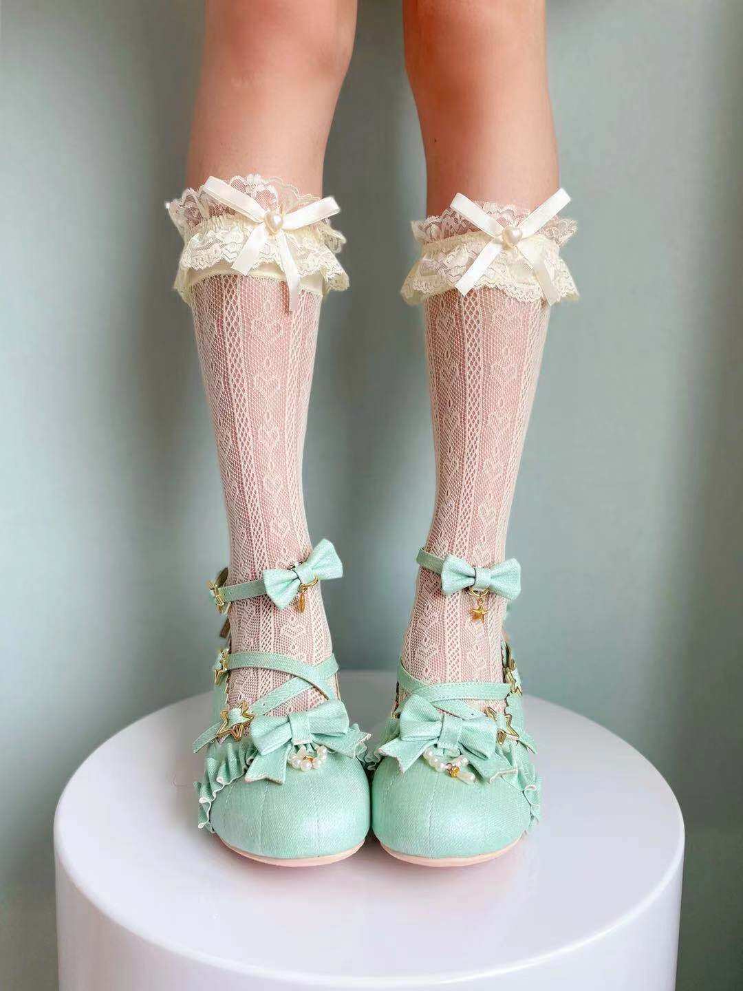 White lace socks summer children's hollow Lolita girls lace socks bow princess socks thin tube socks