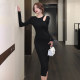 Autumn women's clothing 2022 new temperament goddess fan long-sleeved knitted dress