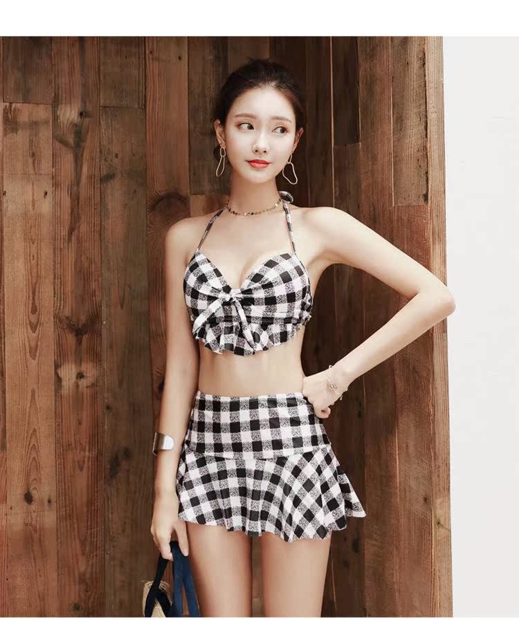 Áo tắm nữ hot suối che bụng thon gọn bikini xẻ ngực ba mảnh gợi cảm tụ tập sinh viên Hàn Quốc mặc đồ bơi - Bikinis áo tắm đẹp 2021