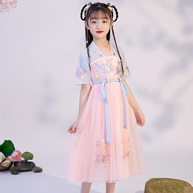 Đầm voan 2020 Summer cô gái mới váy cô gái ngắn tay áo trẻ em váy siêu fairy dress trẻ em