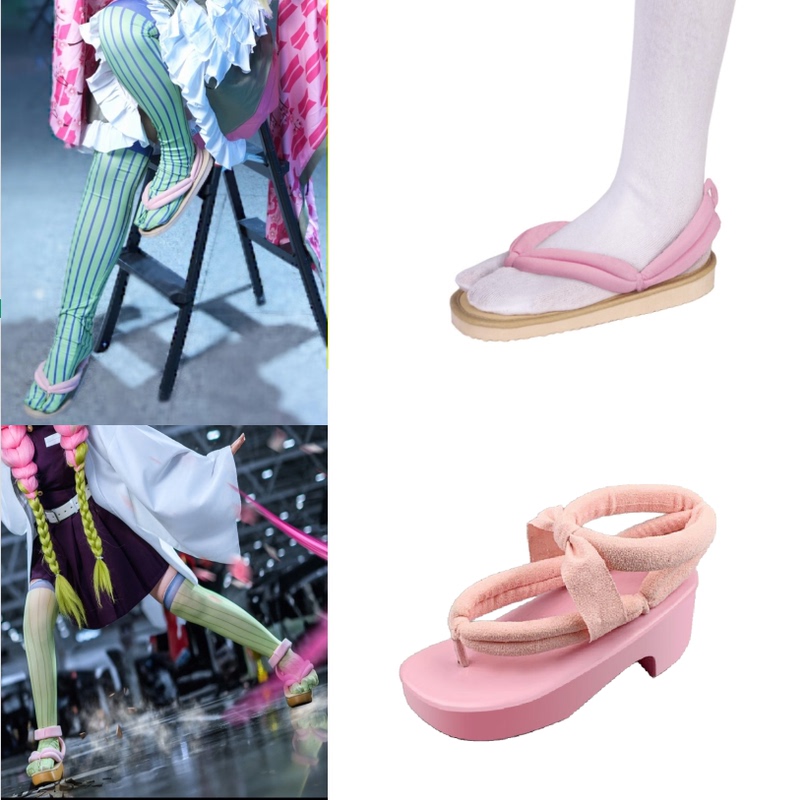 Kanroji Mitsuri Cosplay Shoes 5Th Anniversary Commemorative Demon Slayer Anime Convention Universal Replacement Wooden Clogs