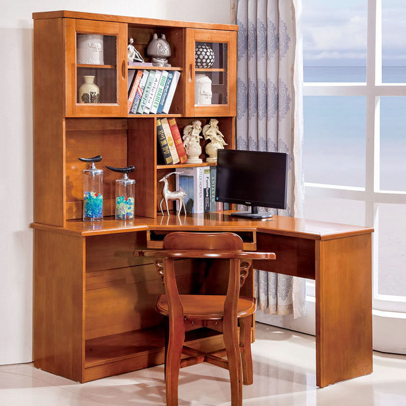 Solid wood bookcase desk integrated multifunction modern minimalist home bedroom Corner Desk Children Suite Furniture