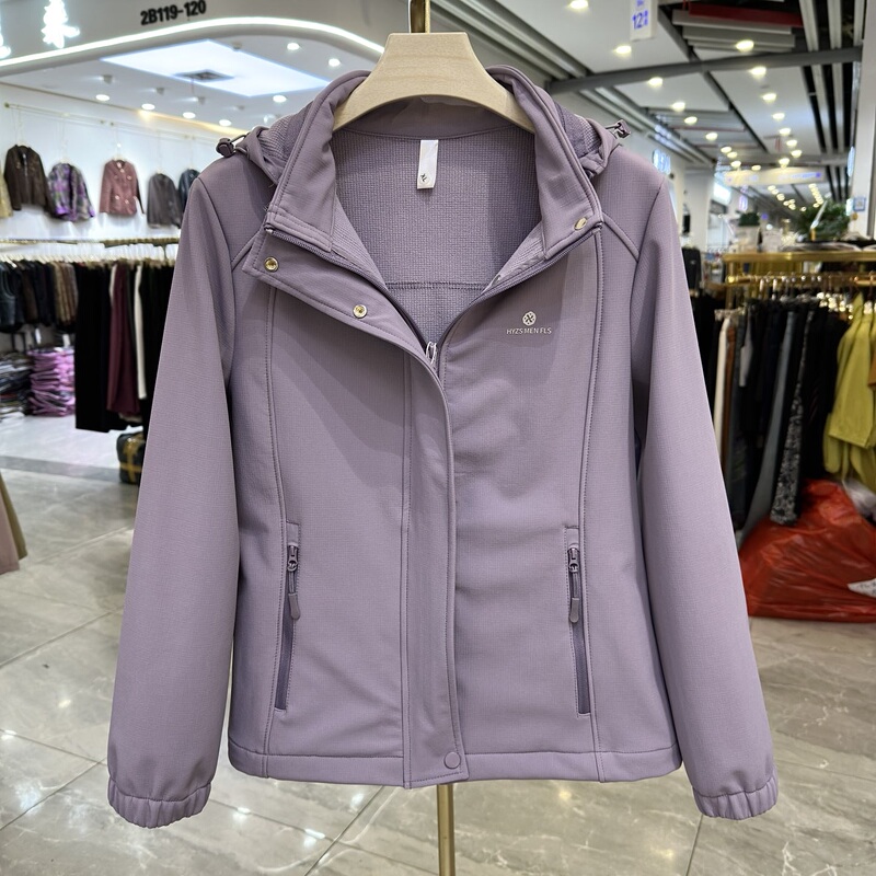 Plus-Size Hooded Zip-Up Cardigan, Short Jacket for Mothers, New Autumn Casual Style, Age-Reducing Jacket for Middle-Aged and Elderly, Windbreaker